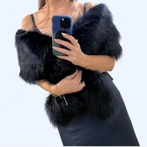 Elegant Black Faux Fur Stole